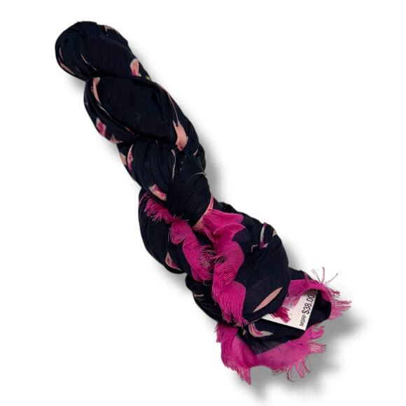 Vera Bradley Navy Blue Pink NEW Flamingo Fiesta Soft Fringe Scarf 70" x 26" - Picture 1 of 2